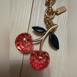 coach cherry signature c crystal purse charm keychain